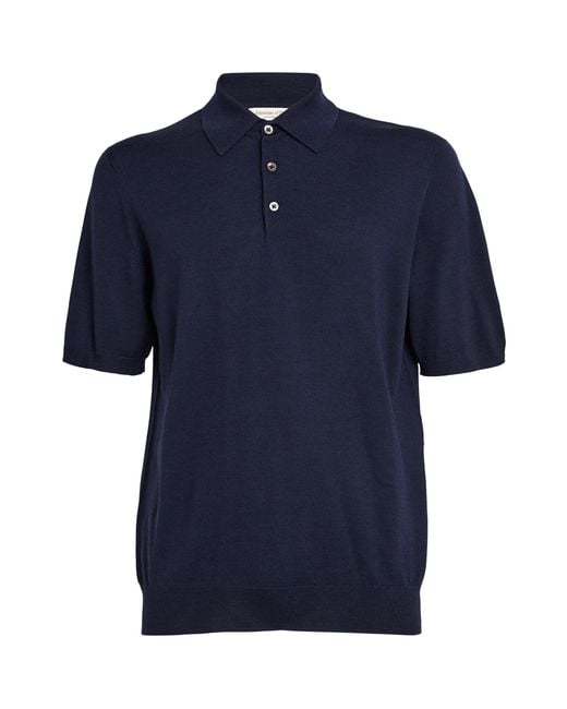 Johnstons Blue Wool Polo Shirt for men