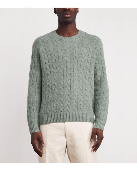 Polo Ralph Lauren Green Wool-Blend Elbow-Patch Sweater for men