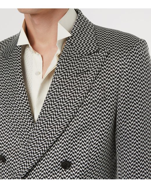 Tom Ford Gray Silk Double-Breasted Blazer for men