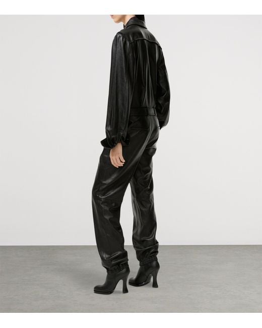 Burberry Black Leather Jumpsuit