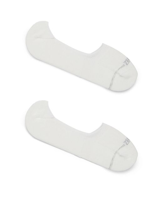 Zegna White Stretch-cotton Logo Ankle Socks for men
