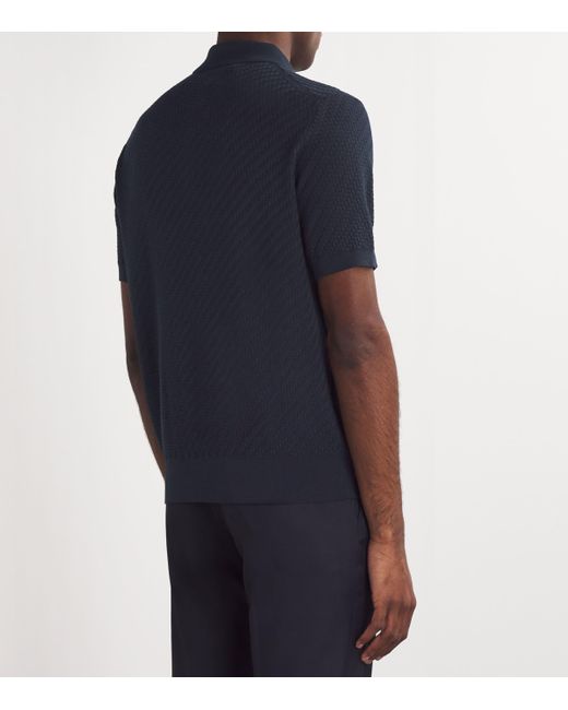 Brioni Blue Cotton-Silk-Cashmere Polo Shirt for men