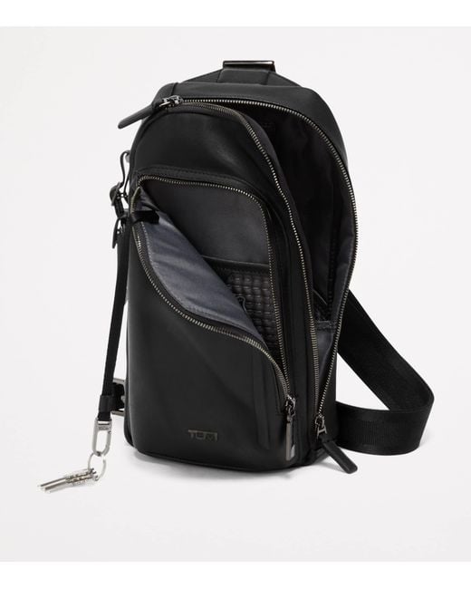 Tumi Black Leather Harrison Cross-Body Bag for men