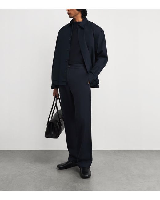 Vince Blue Wool-Blend Twill Trousers for men