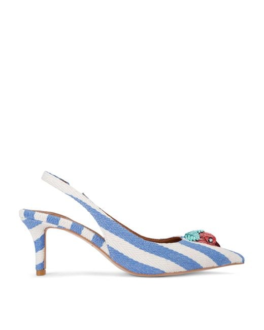 Kurt Geiger Blue Striped Belgravia Slingback Pumps