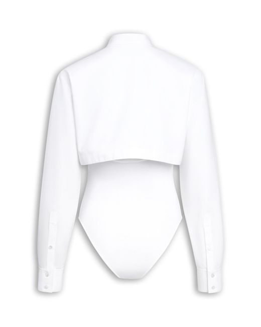 Alaïa White Cotton Poplin Shirt Bodysuit
