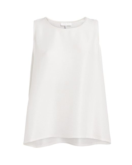 Eskandar White Silk Plissé A-Line Shell Top