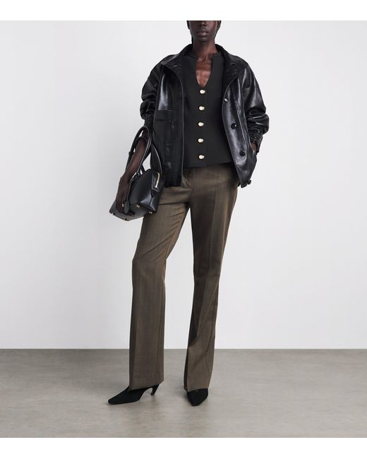 Sandro Black Button-Up Peplum Top