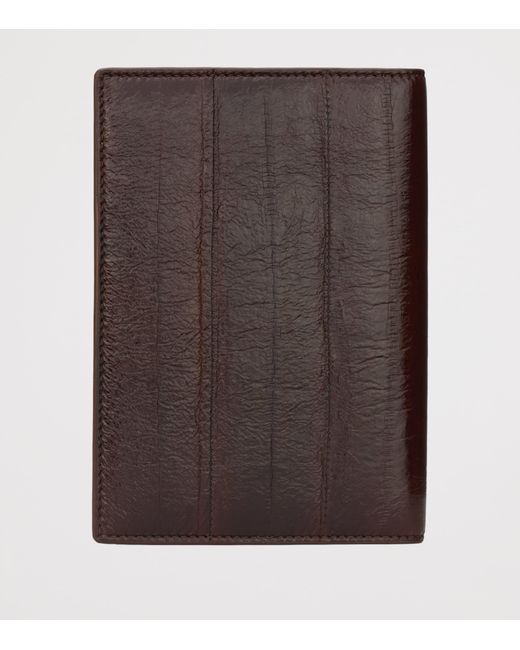 Saint Laurent Brown Leather Monogram Passport Holder for men