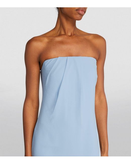 Roland Mouret Blue Strapless Draped Gown