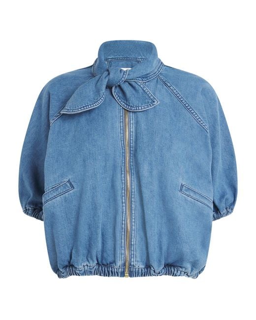 Patou Blue Blouson-Sleeve Denim Jacket