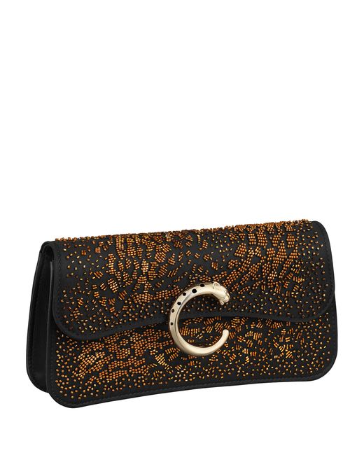 Cartier Black Mini Embroidered Panthère C De Chain Bag