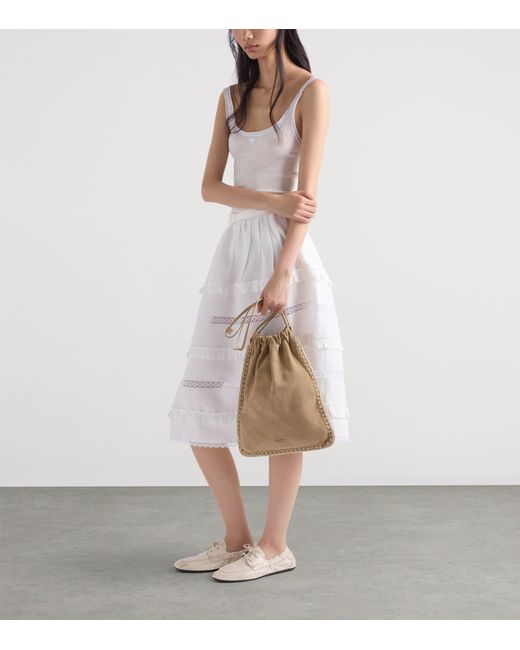Prada Natural Suede Drawstring Wish Pouch