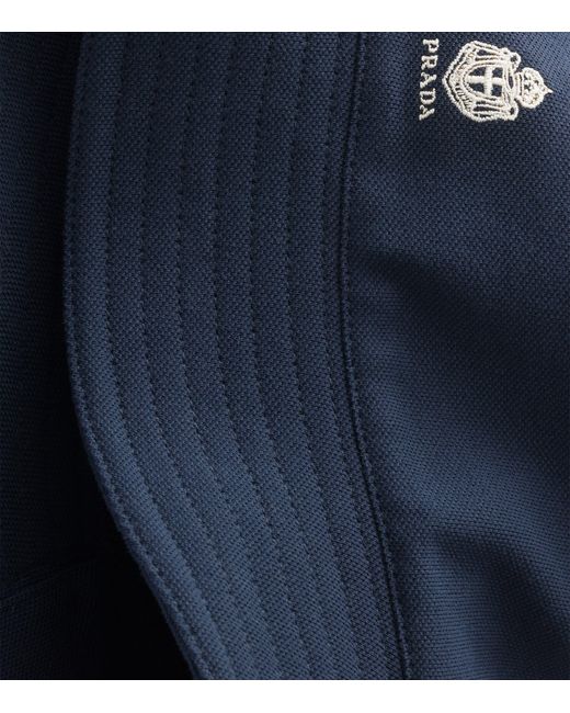 Prada Blue Cotton Piqué Embroidered Bucket Hat for men