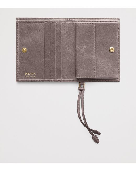 Prada Gray Small Leather Bifold Wallet