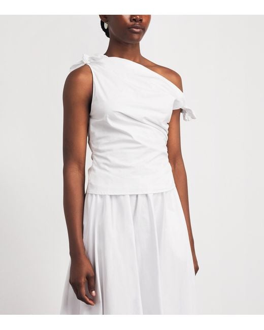 Staud White Bellaria Asymmetric Top