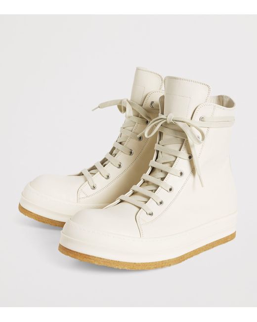 Rick Owens Natural Leather High-Top Sneakers for men