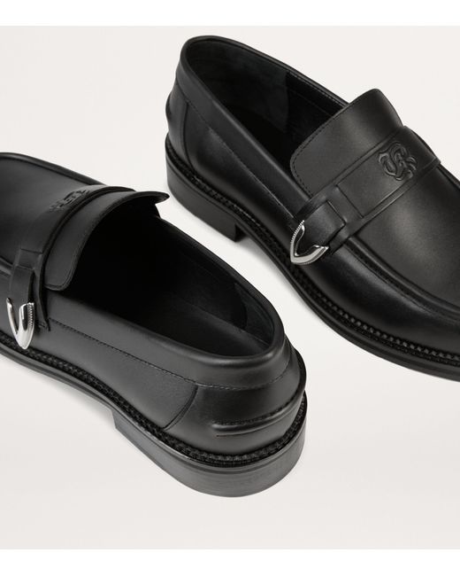 The Kooples Black Leather Buckle Loafers for men