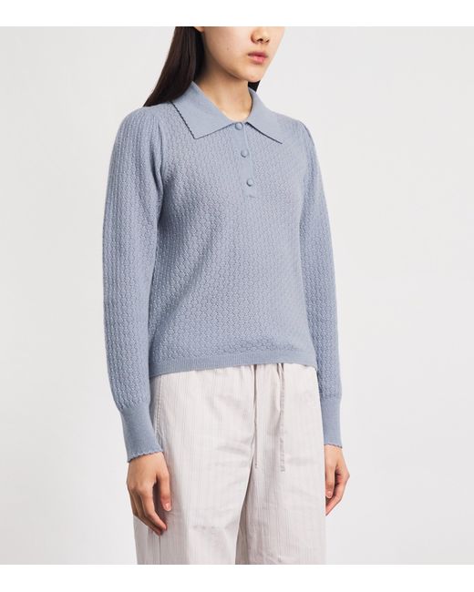 FRAME Blue Cashmere Honeycomb Sweater
