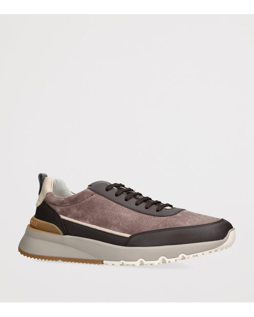 Brunello Cucinelli Brown Leather-Suede Runner 2.0 Sneakers for men