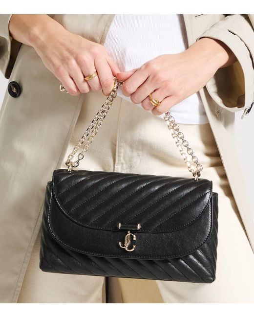 Jimmy Choo Black Medium Leather Curve Cross-Body Bag