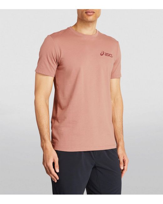Asics Pink Small-logo T-shirt for men