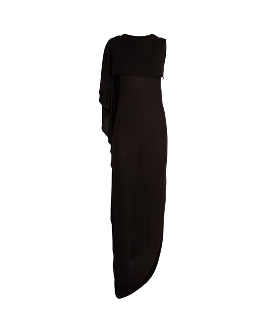NINETY PERCENT Black Asymmetrical Gres Maxi Dress
