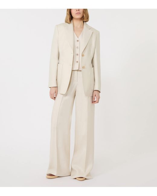 Max Mara White Linen Wide-Leg Trousers
