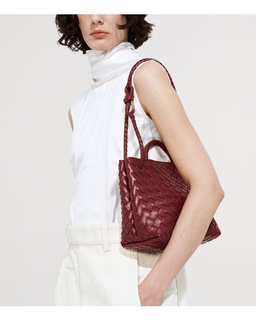 Bottega Veneta Red Small Leather Andiamo Top-Handle Bag