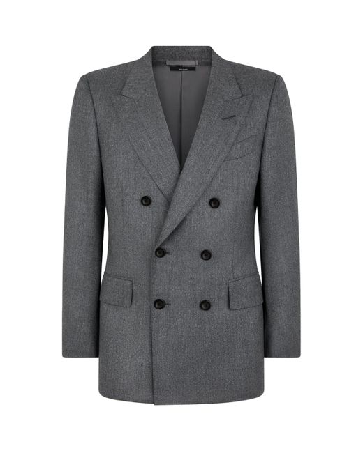 Tom Ford Gray Virgin Wool Double-Breasted Blazer for men