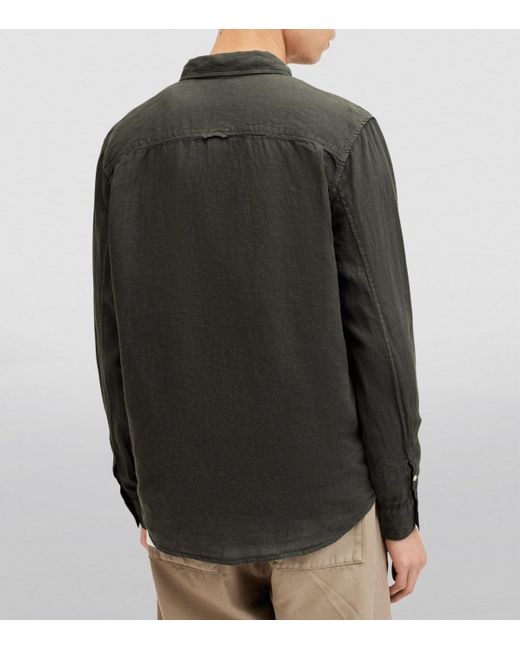 AllSaints Black Linen Cypress Shirt for men