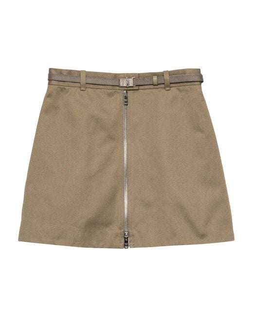 Prada Natural Chino Zip-Up Mini Skirt
