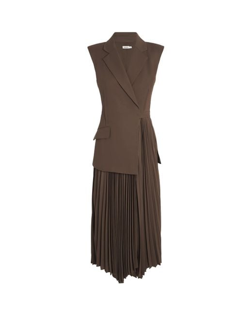 Jonathan Simkhai Pleated Blazer Helena Midi Dress in Brown Lyst UK