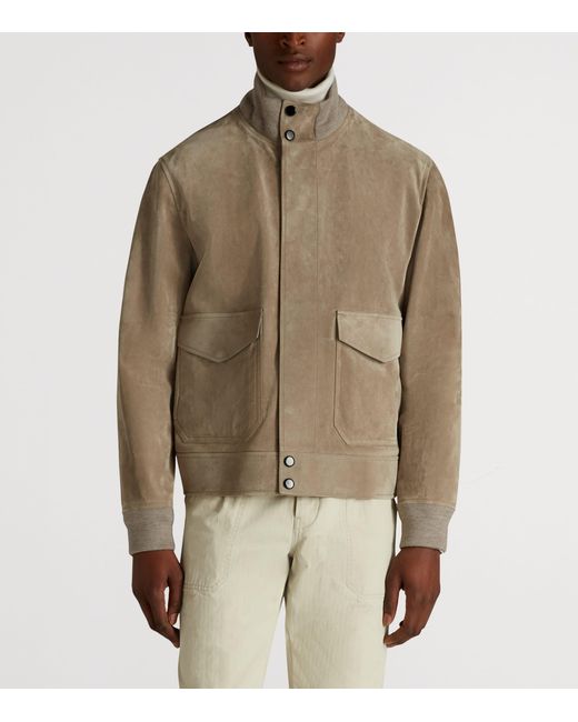 Dunhill Brown Suede Harrington Jacket for men
