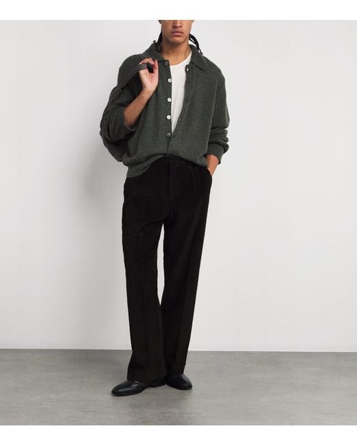 Our Legacy Green Alpaca-Blend Evening Polo Cardigan for men