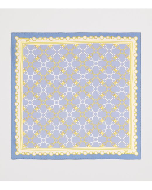 Harrods Blue Silk Chain Print Scarf