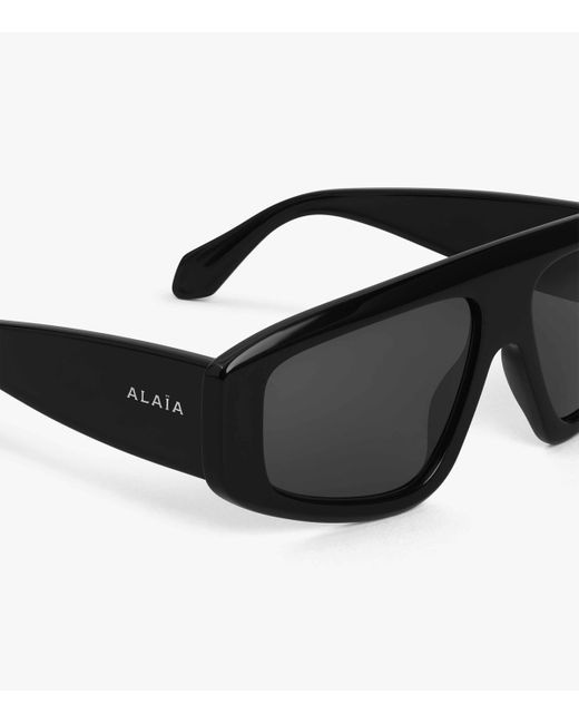 Alaïa Black Acetate Aviator Mask Sunglasses