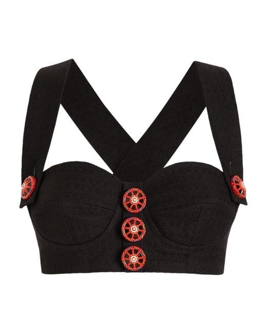 Dolce & Gabbana Black Appliqué Bustier Top
