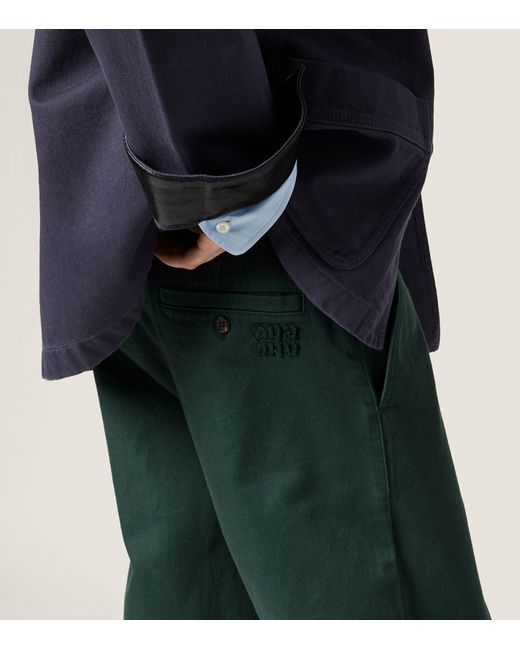 Miu Miu Green Cotton Gabardine Trousers
