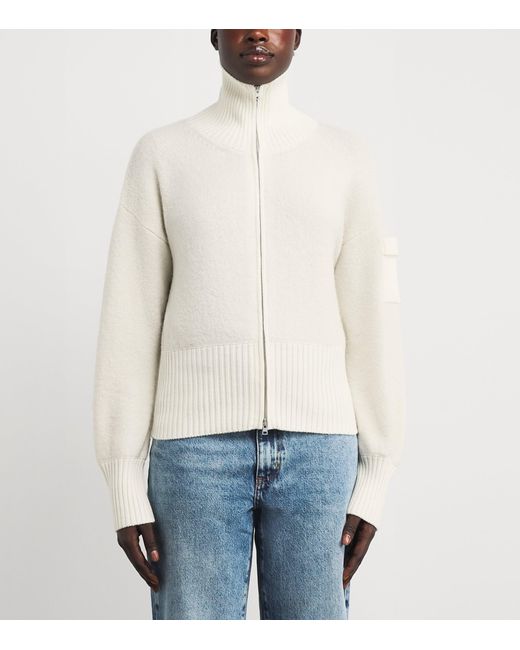 Canada Goose White Alpaca-Blend Zip-Up Cardigan