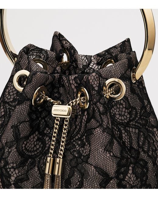Jimmy Choo Black Lace Bon Bon Top-Handle Bag