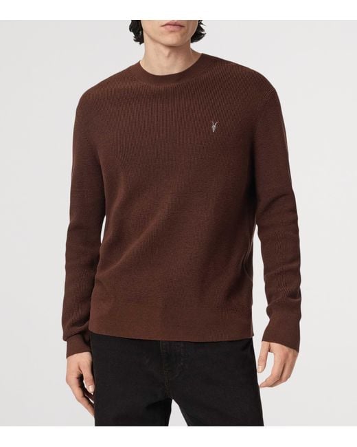AllSaints Brown Organic Cotton-Wool Aspen Sweater for men