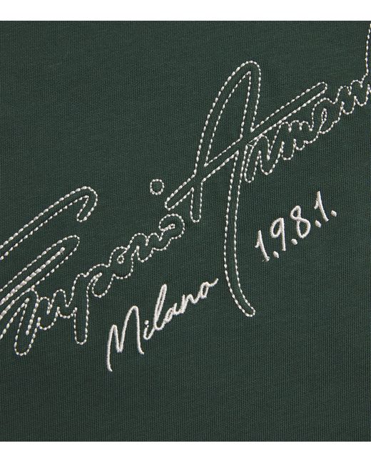 Emporio Armani Green Cotton Embroidered Logo T-Shirt for men