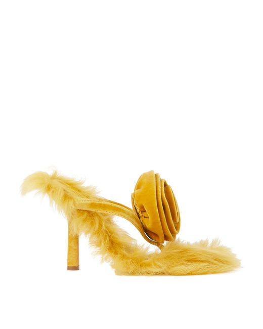 Burberry Yellow Shearling Sandals 100