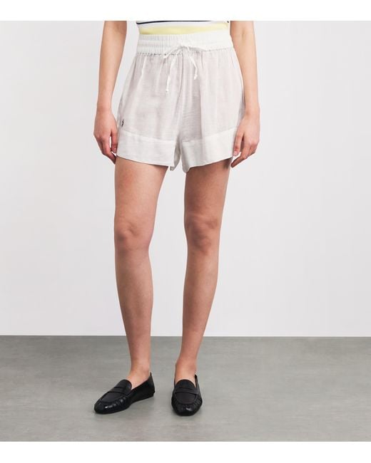 Polo Ralph Lauren White Organic Cotton-Linen Tie Shorts