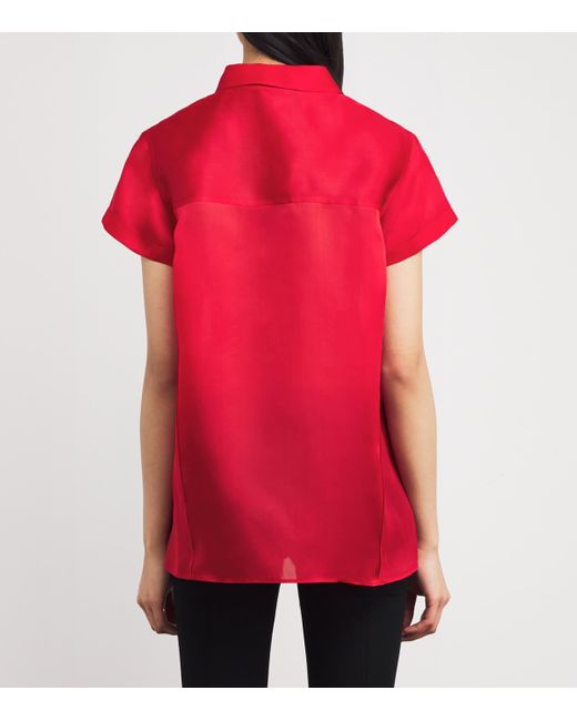 Khaite Red Silk Organza Keefe Shirt
