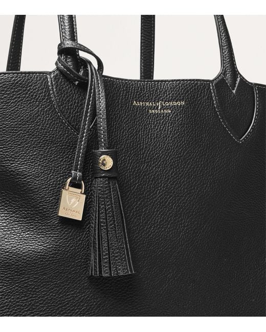 Aspinal Black Leather Hudson Tote Bag