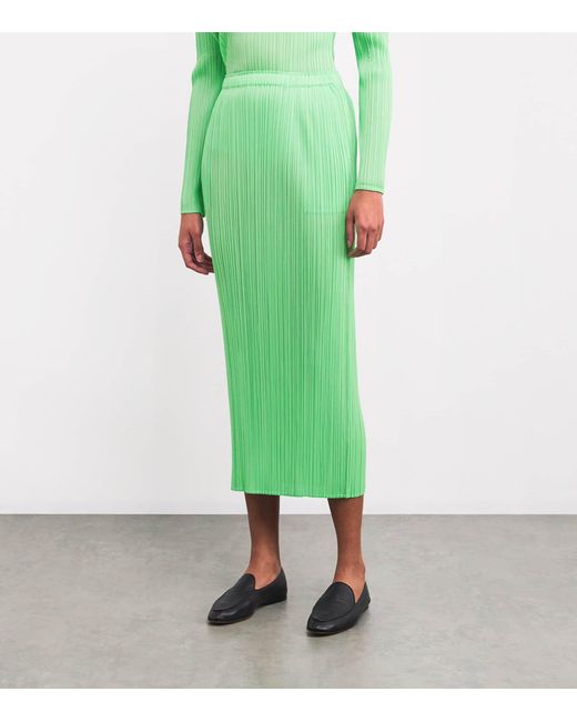 Pleats Please Issey Miyake Green New Colorful Basics 4 Midi Skirt