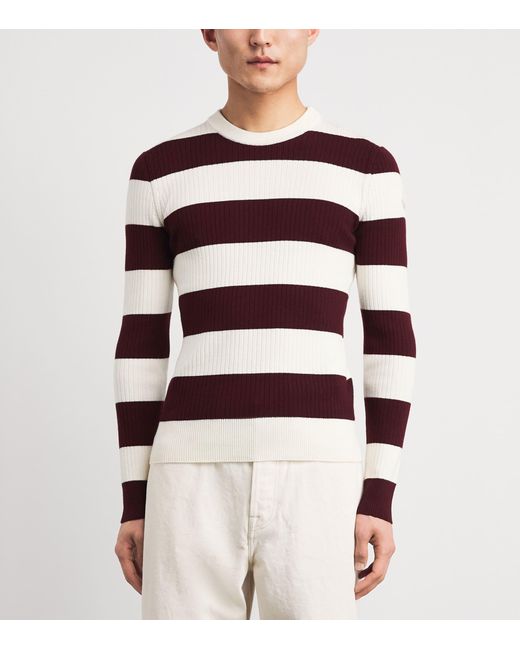 Moncler Red Virgin Wool Stripe Sweater for men