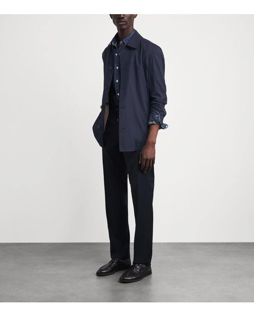 Corneliani Blue Virgin Wool-Blend Overshirt for men